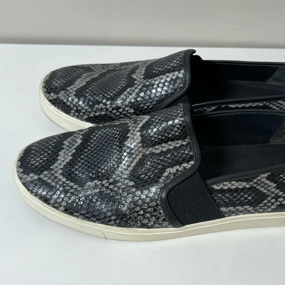Vince Size 10 Blair Snakeskin Embossed Leather Granite Azzure Loafer Espadrille